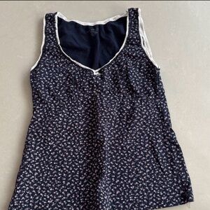 Brandy Melville Sleeveless Flori Black Floral Tank Top